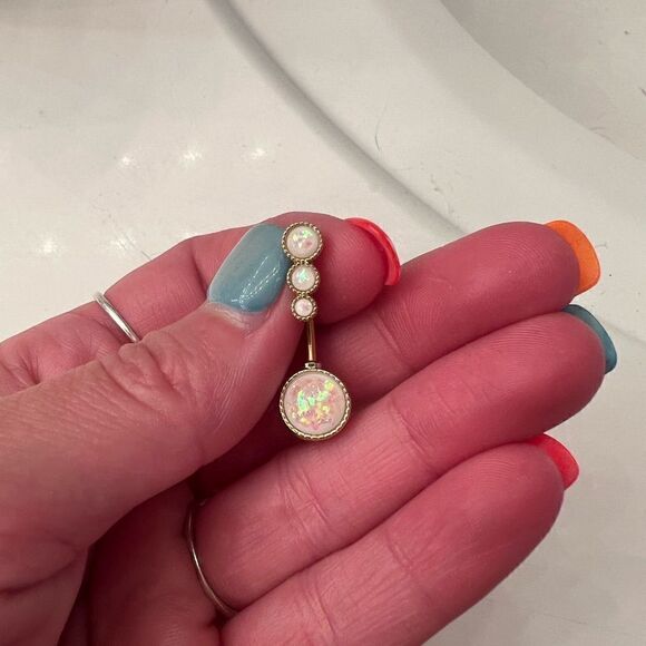 Opal Gemstone Gold Belly Ring NWOT - Picture 1 of 2